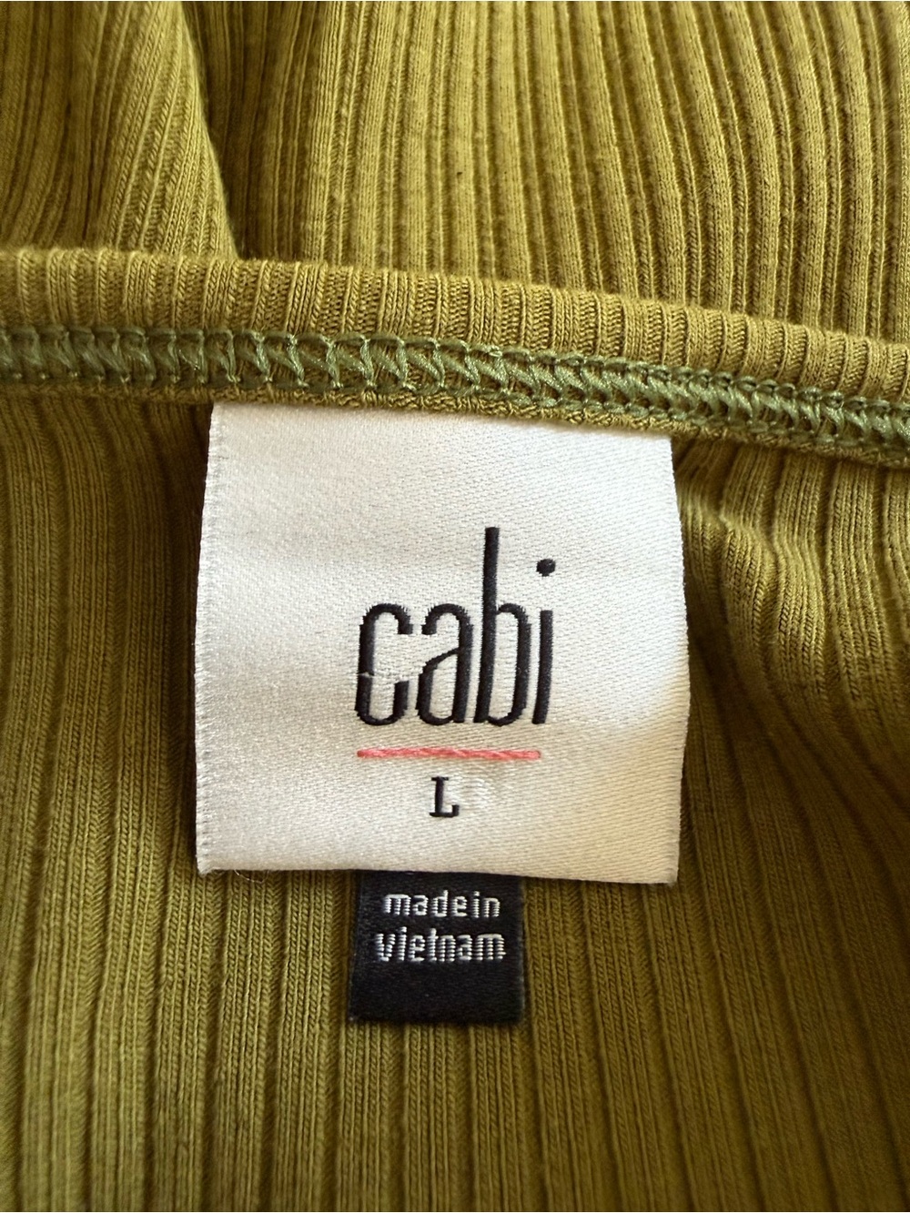 Cabi Olive Green Intersect Ribbed Cross-Strap Halter Tank Top Size Large - Picture 7 of 12